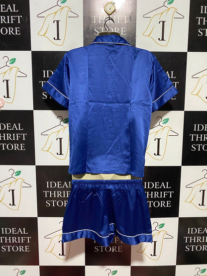 |S| B44| ROYAL BLUE SATIN PAJAMA SET