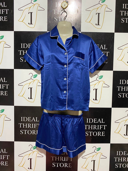 |S| B44| ROYAL BLUE SATIN PAJAMA SET