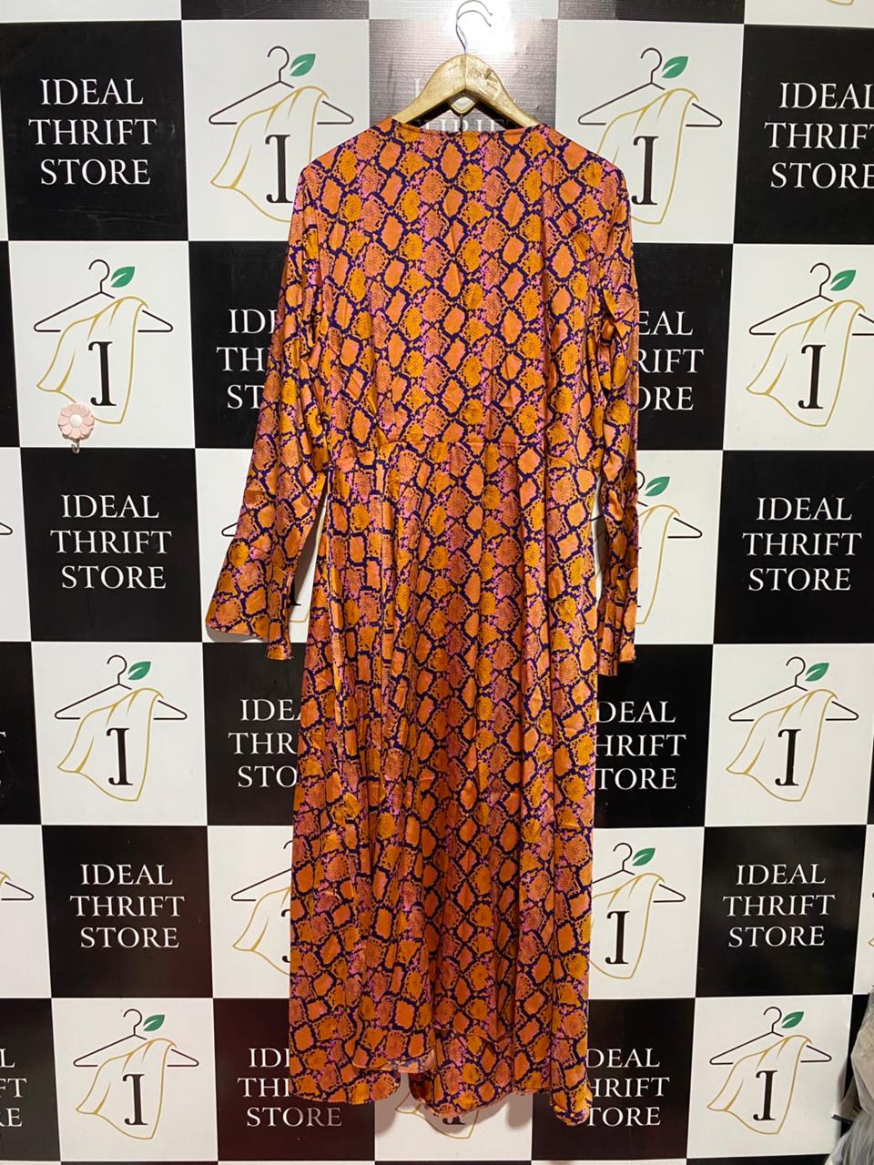 ASOS |XL| BUST 23| B44| ORANGE AND PURPLE SNAKESKIN MAXI DRESS