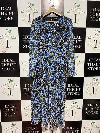 EMERGE |L| BUST 21| B44| EMERGE BLUE LEOPARD PRINT MIDI DRESS