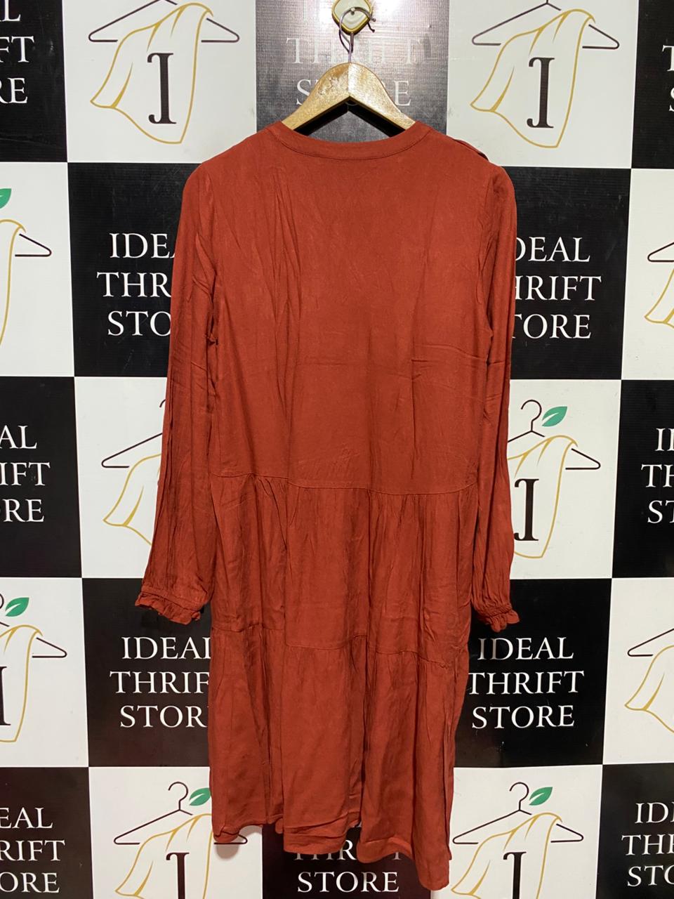 TARGET ACTIVE |M| BUST 18| B44| WOMAN RUST ORANGE TIERED MIDI DRESS
