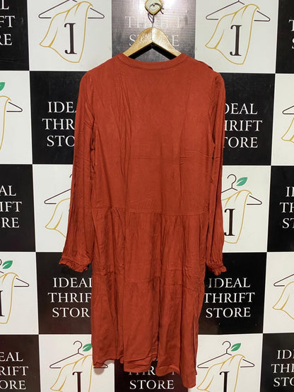 TARGET ACTIVE |M| BUST 18| B44| WOMAN RUST ORANGE TIERED MIDI DRESS