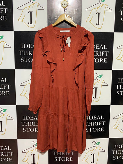 TARGET ACTIVE |M| BUST 18| B44| WOMAN RUST ORANGE TIERED MIDI DRESS