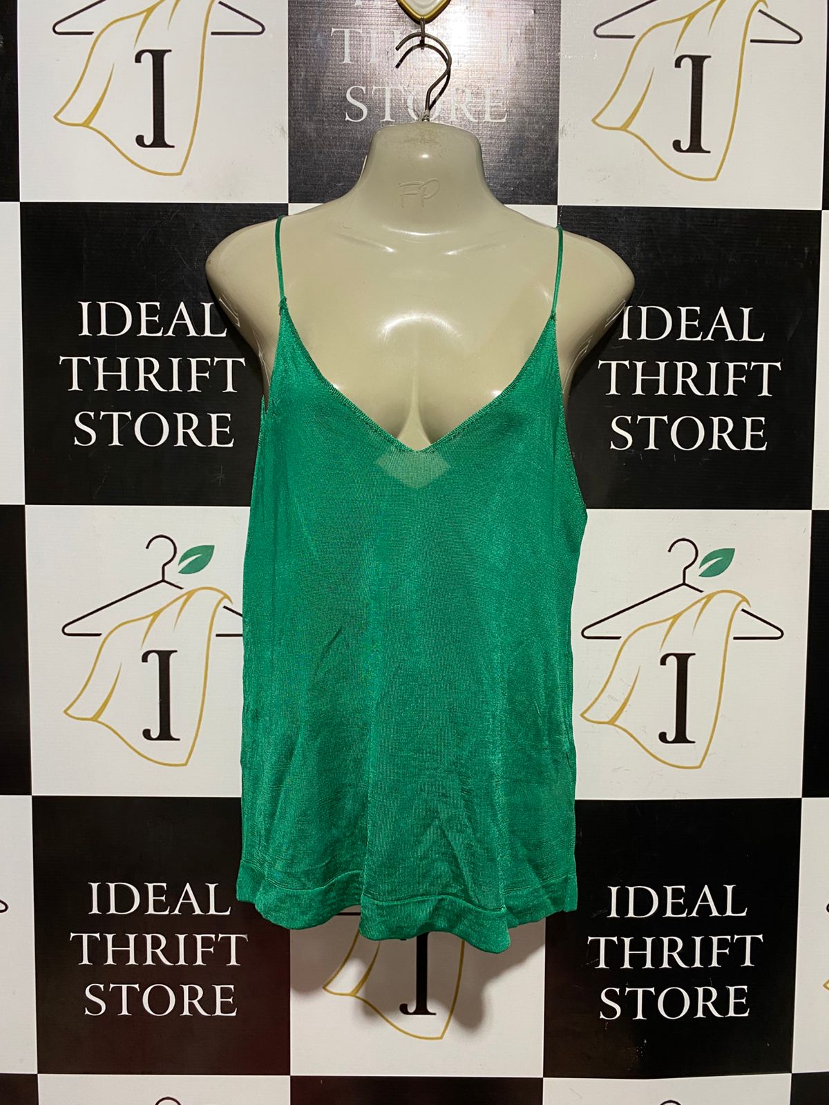 ZARA KNIT |M| BUST 17| B44| SLENDER STRAP DEEP V-NECK METALLIC GLITTER CAMI TANK TOP