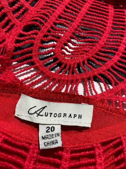 AUTOGRAPH |XL| BUST 23| B44| VIBRANT RED SLEEVELESS MAXI DRESS WITH INTENTIONAL CROCHET EMBROIDERED YOKE