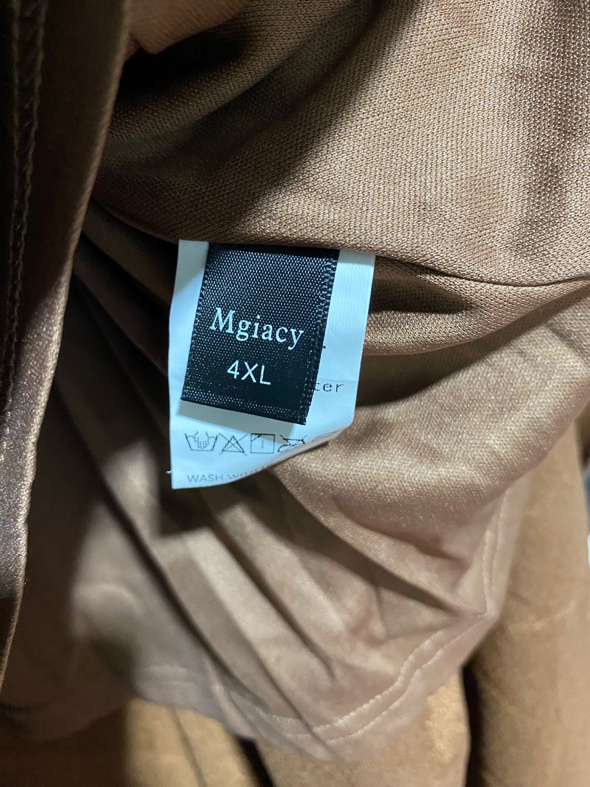 MGIACY |L| BUST 21| B43| BRONZE COPPER METALLIC SEQUIN TOP SATIN MAXI GOWN FORMAL EVENING DRESS
