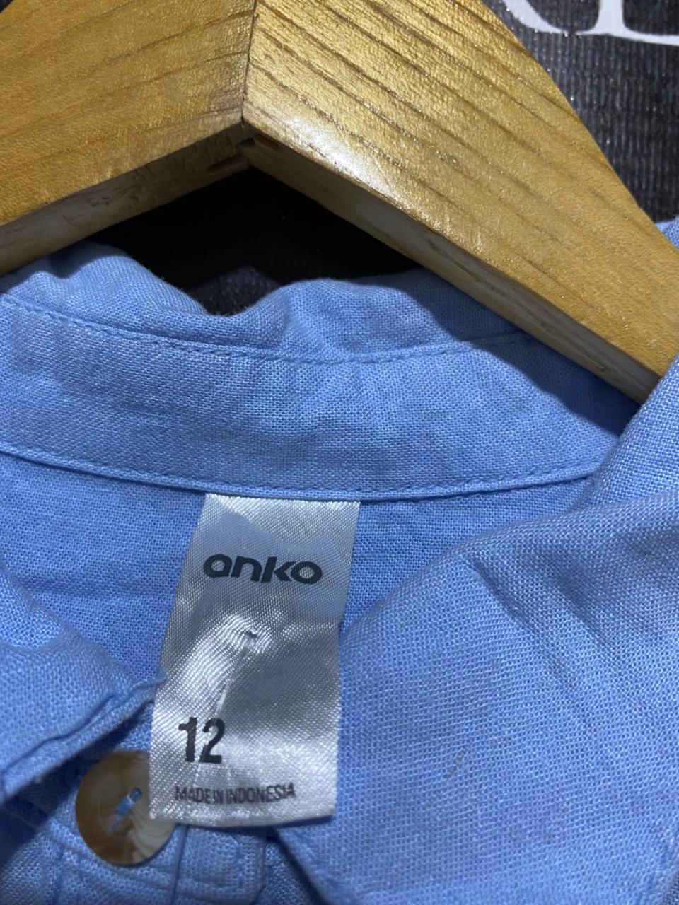 ANKO |XL| BUST 23| B43| LIGHT BLUE LINEN BLEND LONG SLEEVE BUTTON DOWN SHIRT UTILITY POCKETS