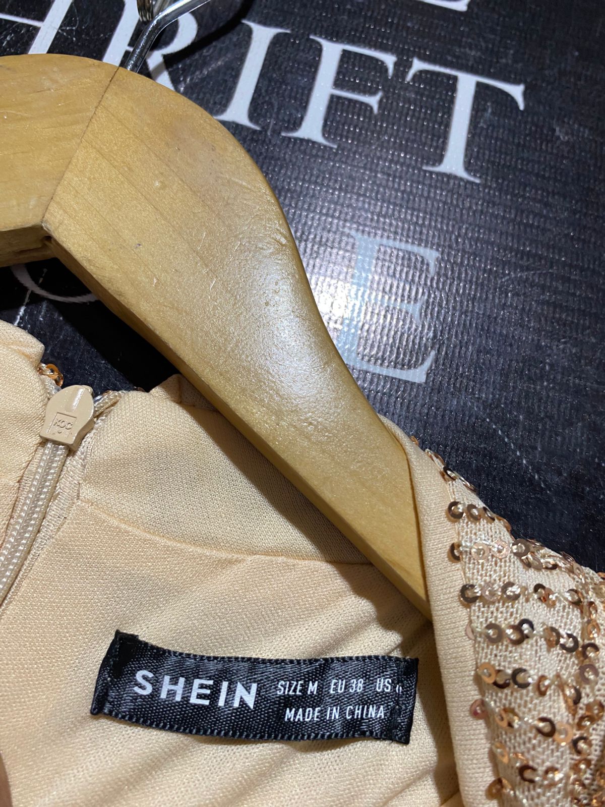 SHEIN |M| BUST 18| B43| STUNNING GOLD SEQUIN LONG SLEEVE MOCK NECK MINI DRESS COCKTAIL PARTY EVENING WEAR