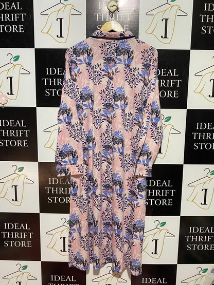 VICTORIN HILL |XL| BUST 24| B43| VICTORIA HILL PINK BLUE FLORAL COTTON KNIT LONG SLEEVE NIGHTGOWN SLEEPWEAR