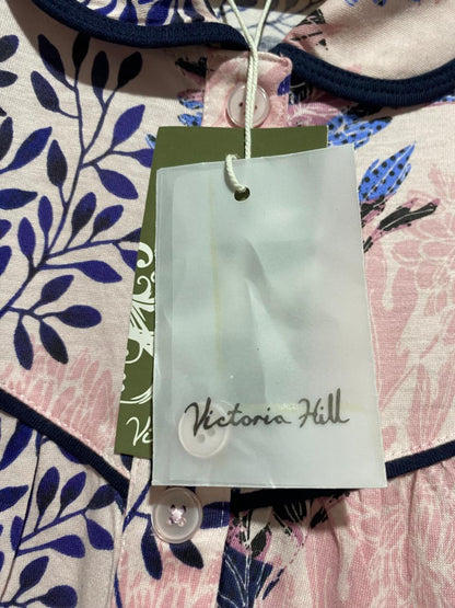 VICTORIN HILL |XL| BUST 24| B43| VICTORIA HILL PINK BLUE FLORAL COTTON KNIT LONG SLEEVE NIGHTGOWN SLEEPWEAR