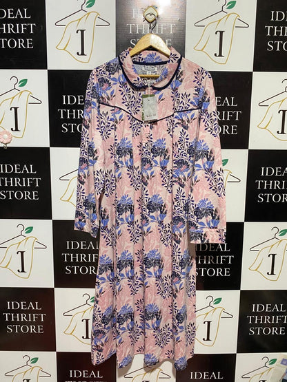 VICTORIN HILL |XL| BUST 24| B43| VICTORIA HILL PINK BLUE FLORAL COTTON KNIT LONG SLEEVE NIGHTGOWN SLEEPWEAR