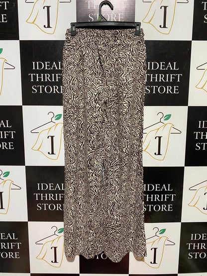 ANKO |S| WAIST 26| B43| CHIC BROWNS AND CREAM ZEBRA ANIMAL PRINT HIGH WAISTED WIDE LEG PANTS WITH DRAWSTRING WAIST