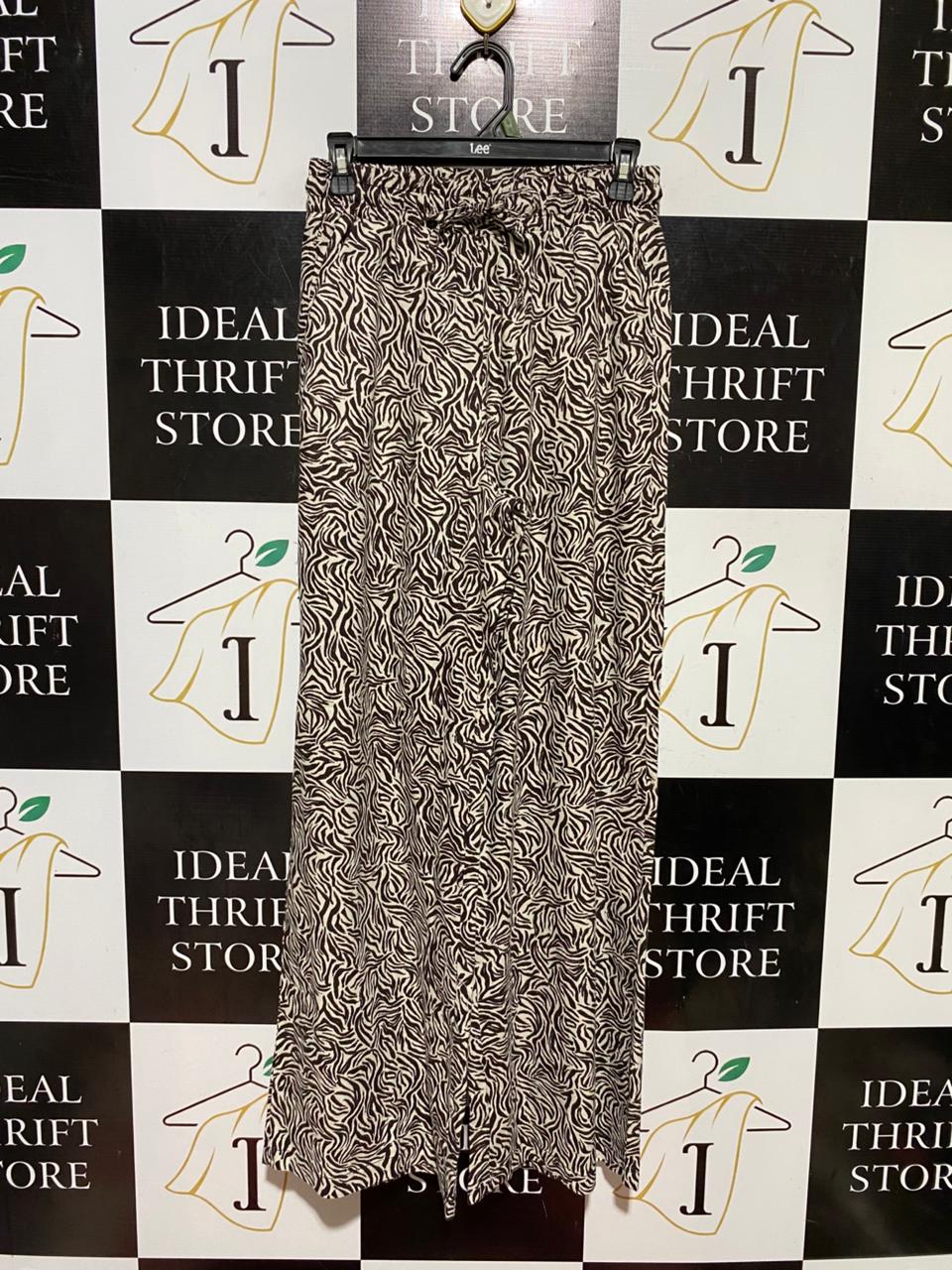 ANKO |S| WAIST 26| B43| CHIC BROWNS AND CREAM ZEBRA ANIMAL PRINT HIGH WAISTED WIDE LEG PANTS WITH DRAWSTRING WAIST