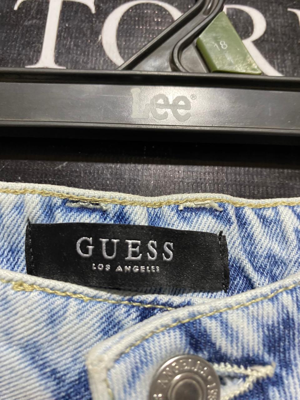 GUESS |L| WAIST 30| B43| LIGHT WASH DISTRESSED GEM EMBELLISHED MARILYN 3 ZIP SKINNY JEANS