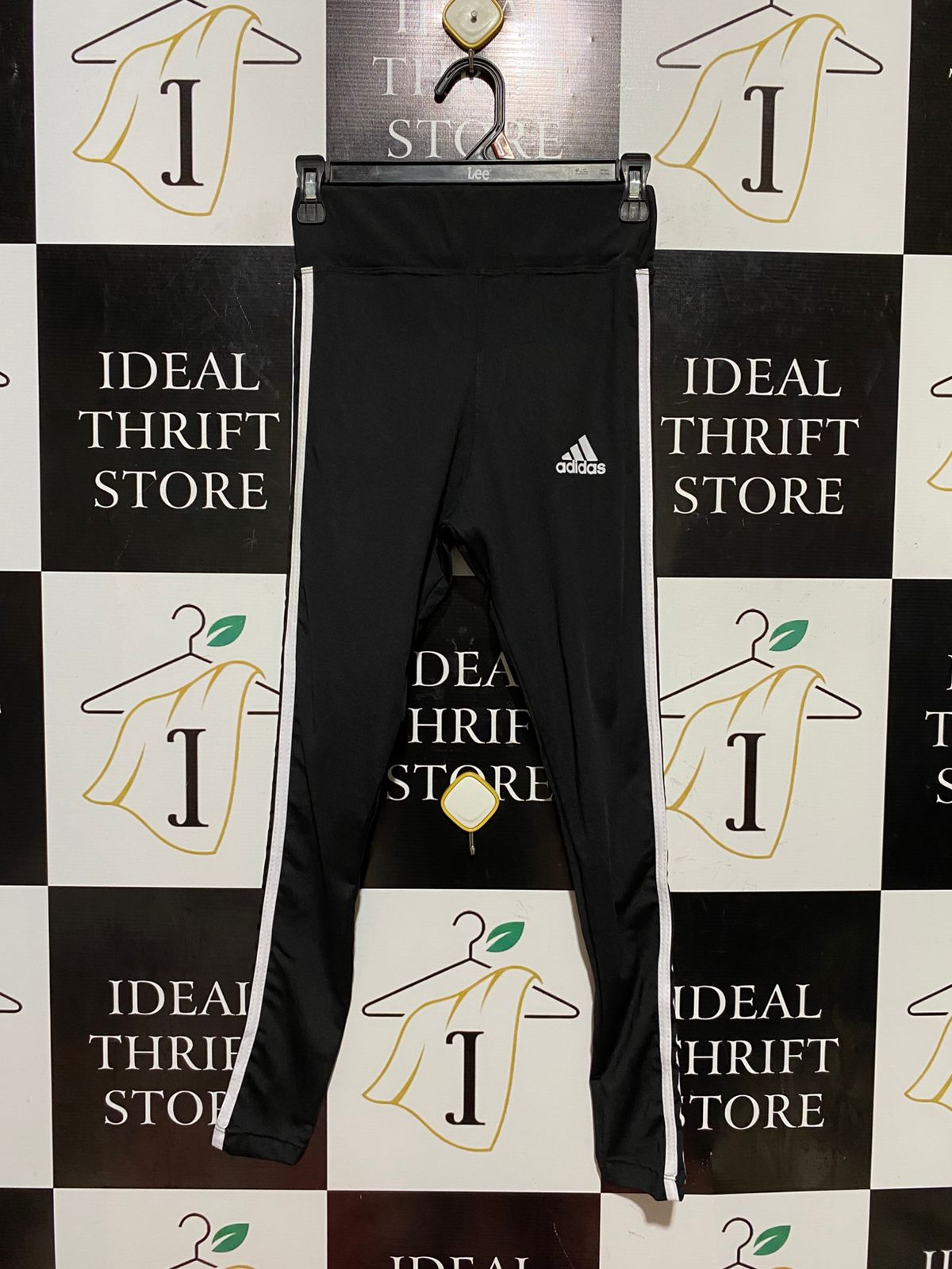 ADIDAS |XS| WAIST 24| B43| BLACK THREE STRIPE HIGH WAISTED FULL LENGTH LEGGINGS ATHLEISUREWEAR