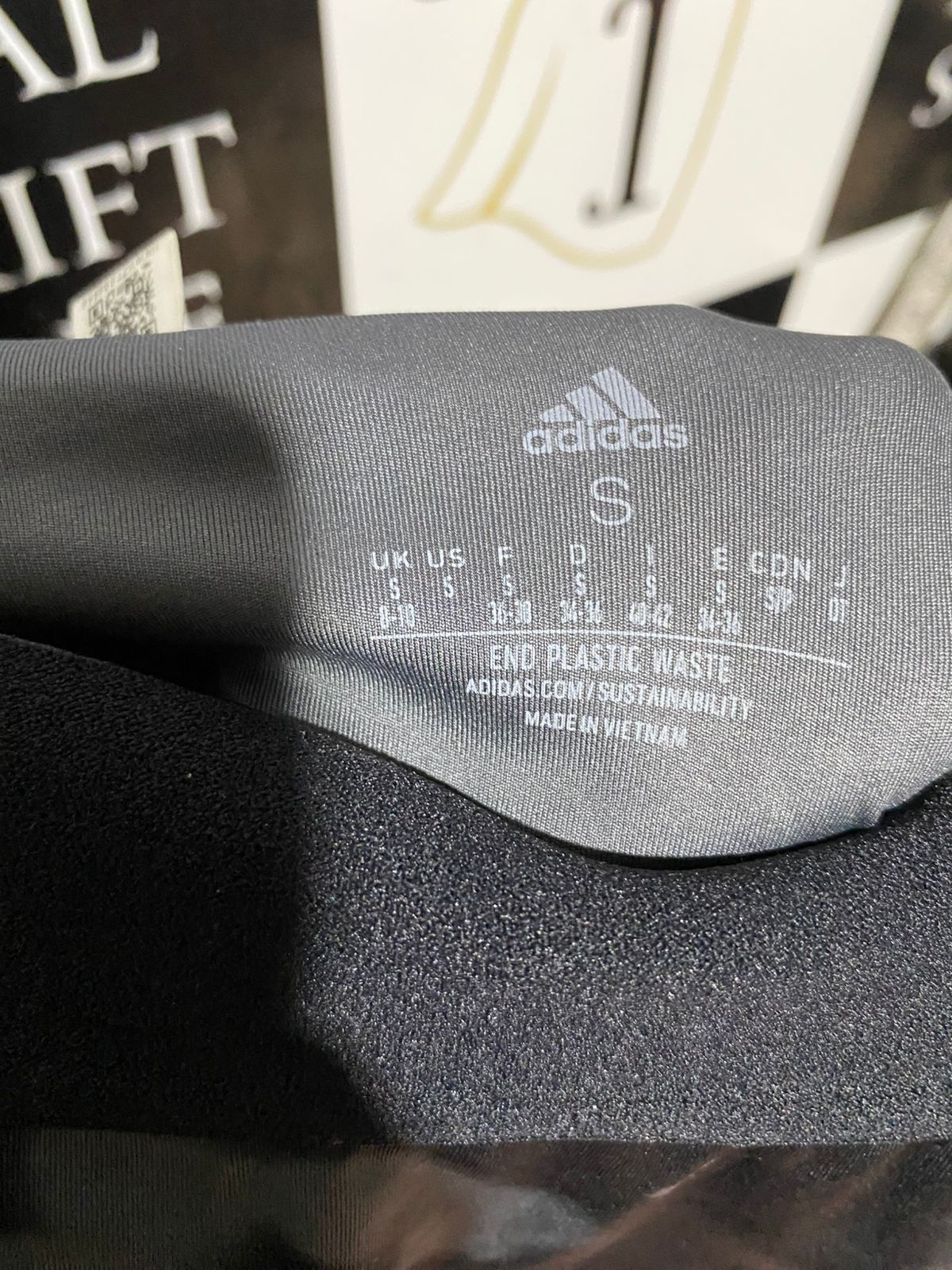 ADIDAS |XS| WAIST 24| B43| BLACK AND GREY TIE DYE PRINT THREE STRIPE HIGH WAISTED LEGGINGS ATHLEISUREWEAR