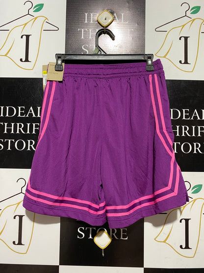 NIKE |S| WAIST 26| B43| WOMEN'S BASKETBALL SHORTS PURPLE PINK STRIPE ATHLETIC GYM MESH DRI-FIT