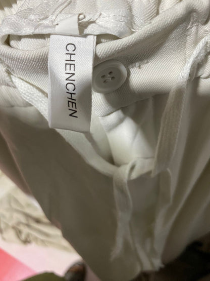 CHEN CHEN |XS| WAIST 23| B43| WIDE LEG DRAWSTRING TROUSERS CREAM OFF WHITE PALAZZO PANTS CASUAL TROUSERS