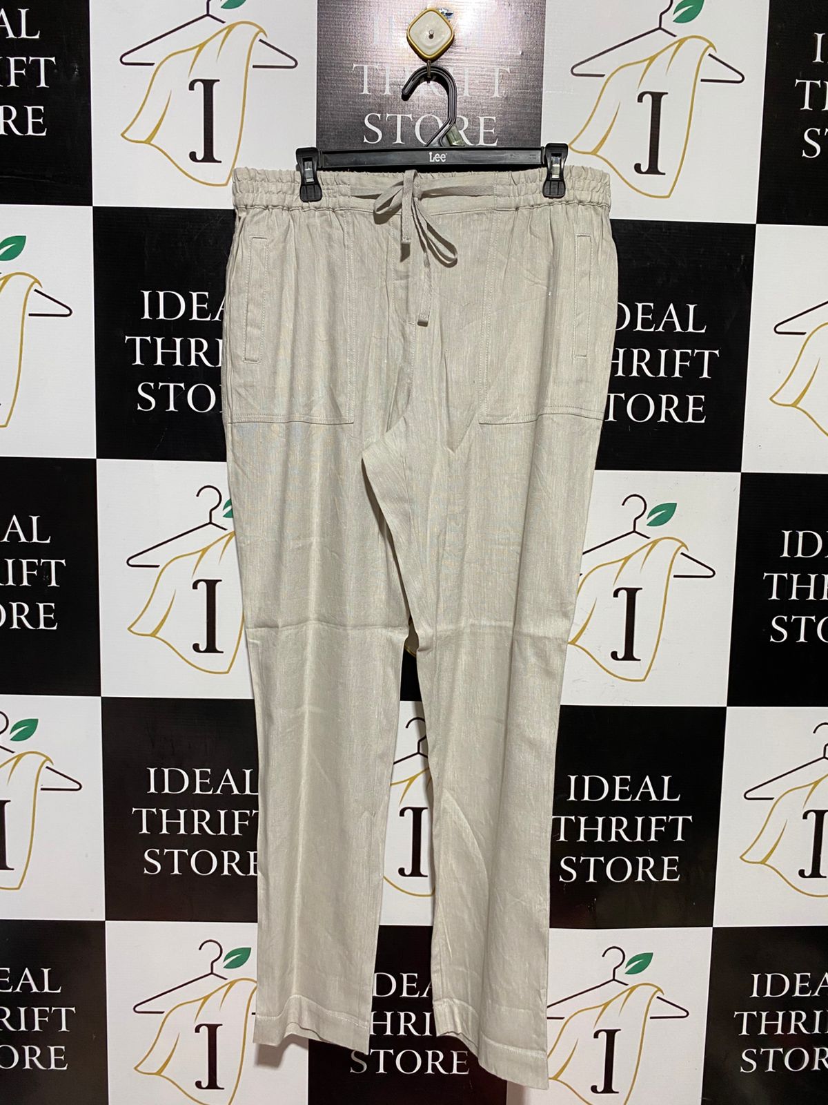 SPORTS CRAFT |XL| WAIST 33| B43| LINEN BLEND DRAWSTRING PANTS LIGHT BEIGE TAN TROUSERS CASUAL LIGHTWEIGHT