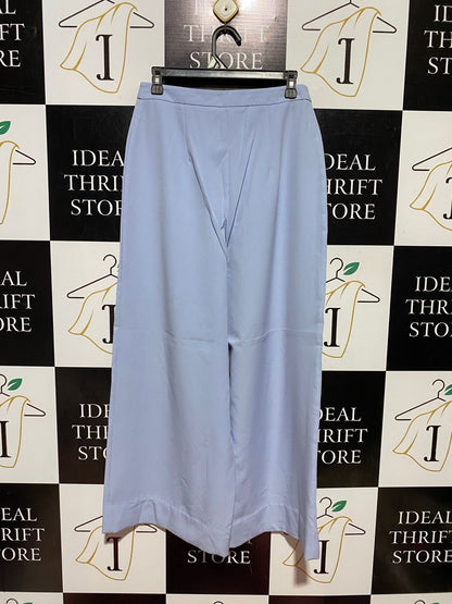 M| M| WAIST 28| B43| WIDE LEG PANTS LIGHT BLUE CULOTTES HIGH WAISTED DRESS TROUSERS TAILORED CHIC