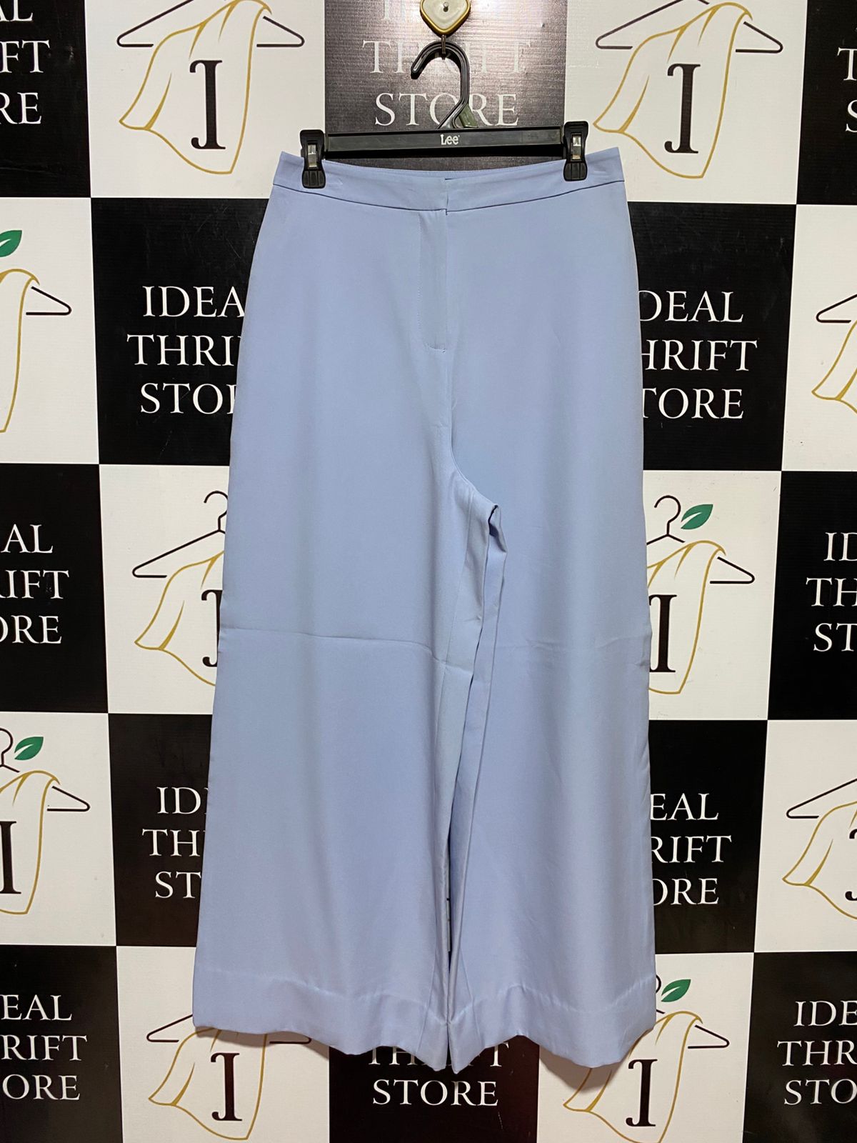 M| M| WAIST 28| B43| WIDE LEG PANTS LIGHT BLUE CULOTTES HIGH WAISTED DRESS TROUSERS TAILORED CHIC