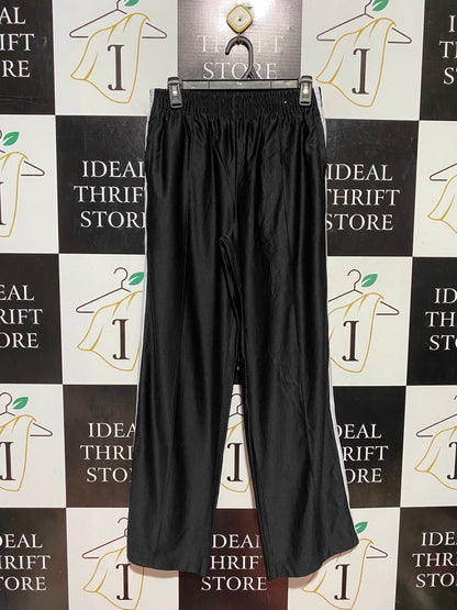 JAY JAYS |M| WAIST 28| B43| TRACK PANTS BLACK WITH WHITE SIDE STRIPE ELASTIC WAIST WIDE LEG ATHLETIC CASUAL