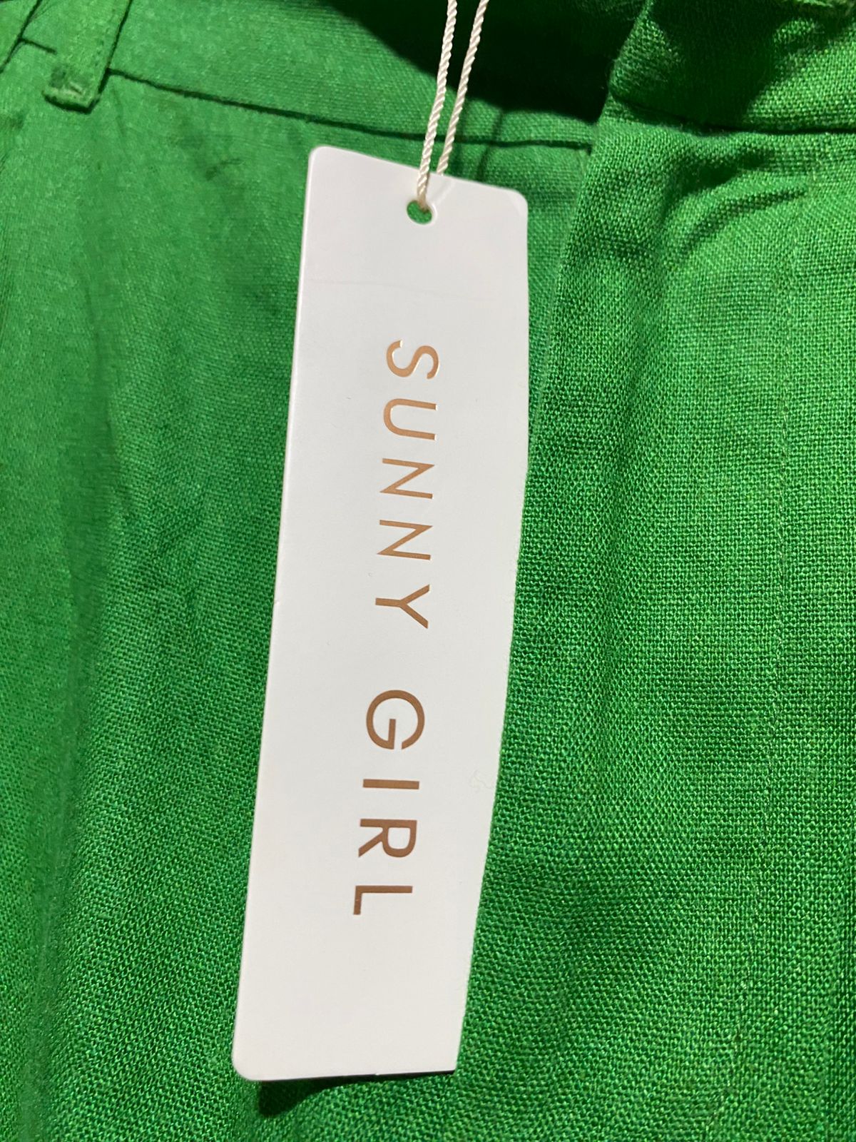SUNNY GIRL |L| WAIST 32| B43| GREEN WIDE LEG TROUSERS CASUAL LINEN STYLE COMFORT PANTS