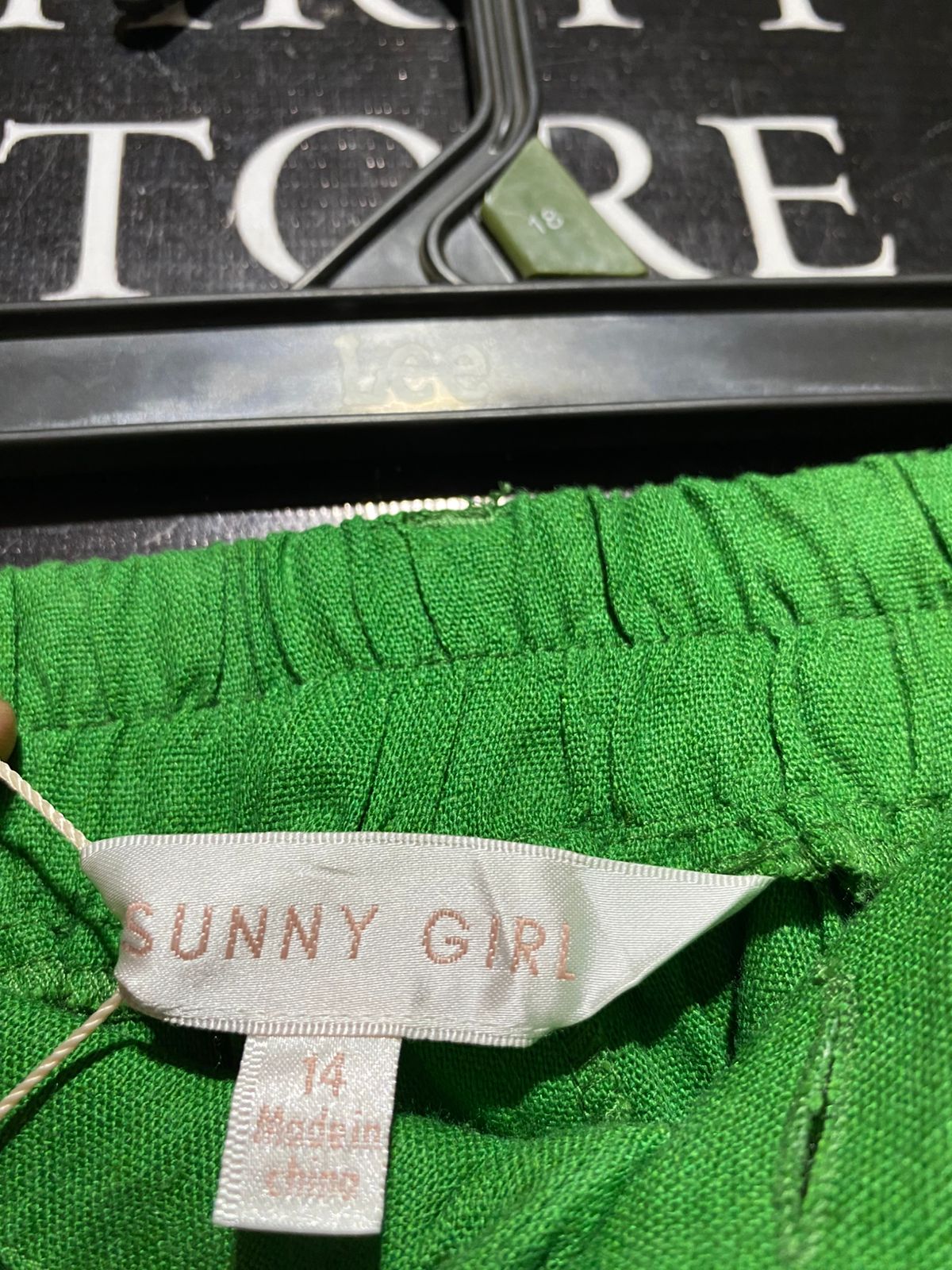 SUNNY GIRL |L| WAIST 32| B43| GREEN WIDE LEG TROUSERS CASUAL LINEN STYLE COMFORT PANTS