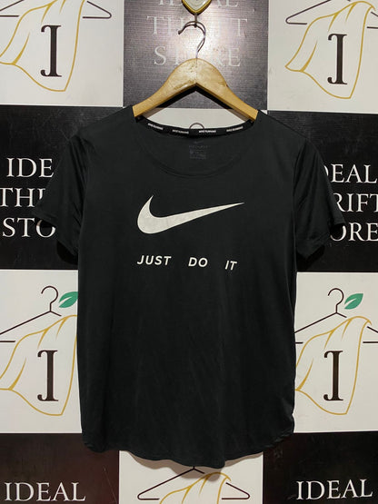 NIKE |M| BUST 18| B43| DRI-FIT RUNNING T-SHIRT BLACK JUST DO IT SWOOSH SHORT SLEEVE TEE