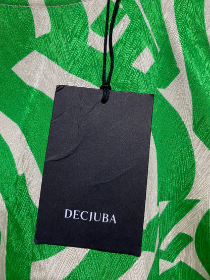 DECJUBA |M| BUST 18| B43| GREEN METALLIC ABSTRACT MIDI MAXI DRESS SHORT SLEEVE A-LINE