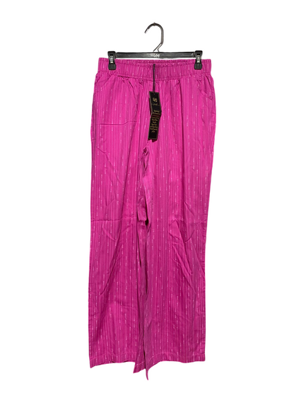 DG2 |M| WAIST 28| B44| HOT PINK STRIPED WIDE-LEG PANTS WITH ELASTIC WAISTBAND
