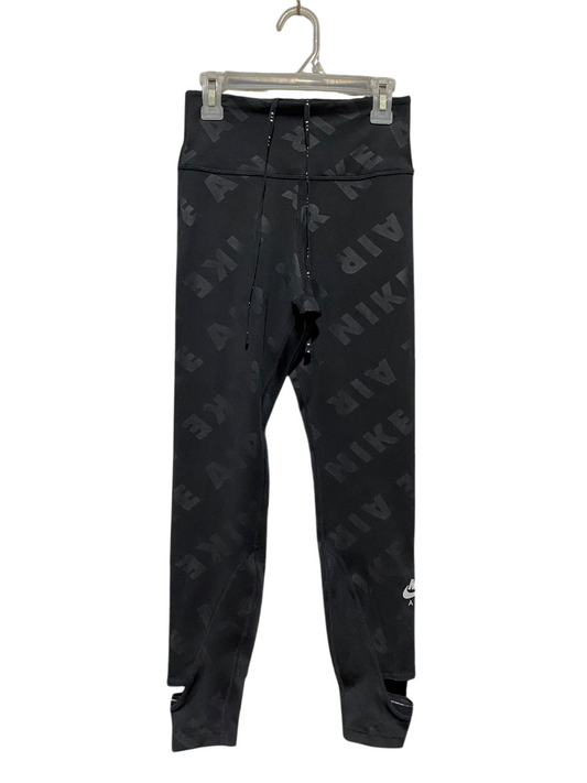NIKE |XS| WAIST 22| B44| HIGH-WAISTED BLACK TONAL LOGO RUNNING LEGGINGS WITH CUT-OUT ANKLE DETAILS