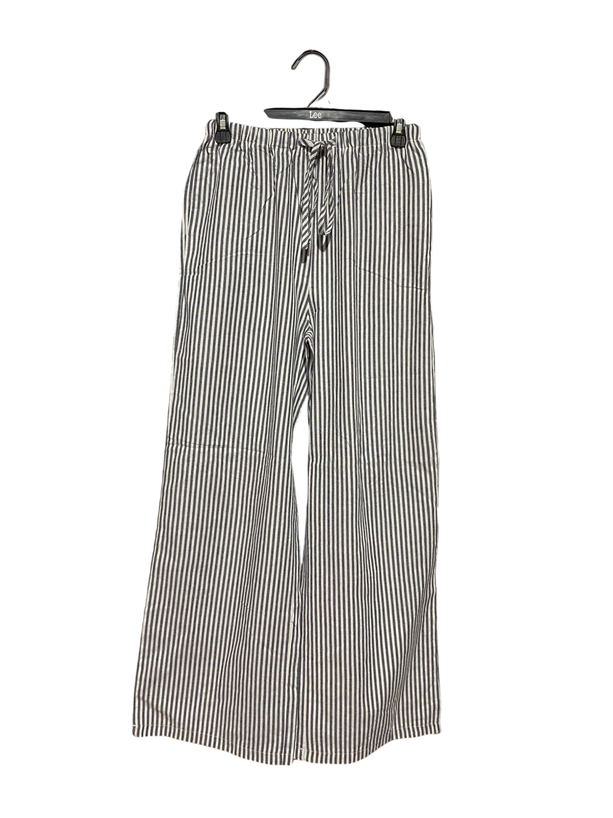 MUSERA |S| WAIST 25| B44| WOMEN'S NAVY AND WHITE STRIPED WIDE LEG DRAWSTRING PANTS