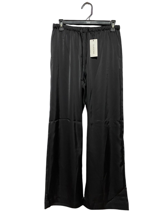GLASSON |M| WAIST 28| B44| BLACK SATIN WIDE LEG DRAWSTRING PANTS WITH TAGS
