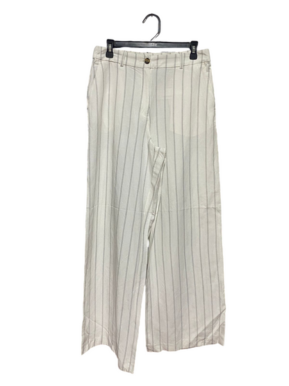 H&M |L| WAIST 31| B44| WHITE VERTICAL STRIPE WIDE LEG PANTS