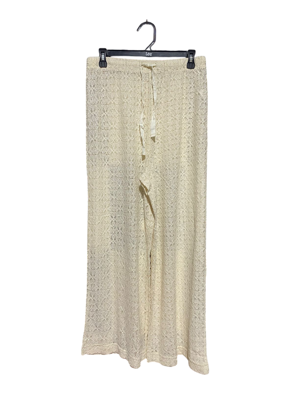 TARGET ACTIVE |XL| WAIST 36| B44| CREAM SHEER LACE PALAZZO PANTS - HIGH WAISTED DRAWSTRING WIDE LEG BEACH COVER-UP TROUSERS