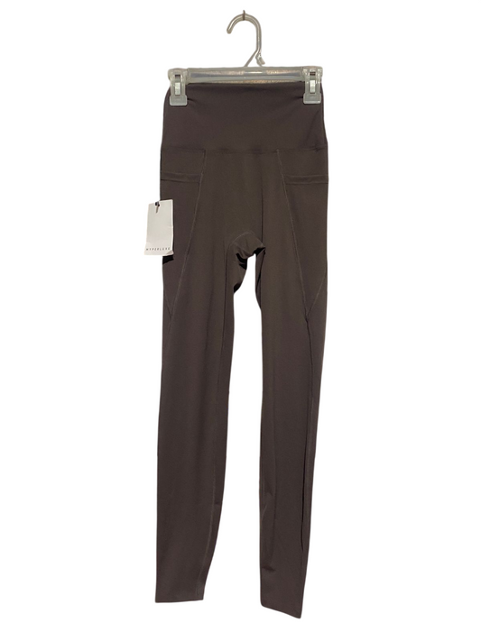 HYPERLUXE |XXS| WAIST 19| B44| COCOA BROWN HIGH-WAISTED LEGGINGS - NWT PERFORMANCE WORKOUT TIGHTS WITH POCKETS