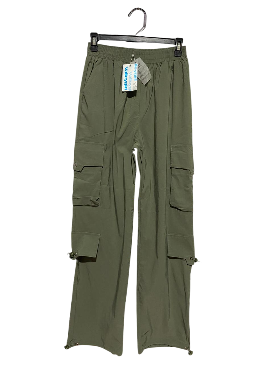 VALLEY GIRL |S| WAIST 25| B44| KHAKI OLIVE CARGO PANTS - NWT HIGH WAIST ADJUSTABLE TOGGLE UTILITY TROUSERS