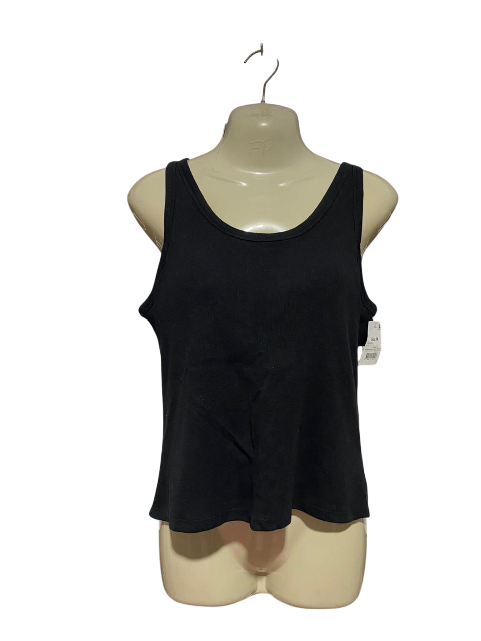 ANKO |M| BUST 16| B44| CLASSIC BLACK TANK TOP - NWT SCOOP NECK RIBBED BASICS CAMI TOP