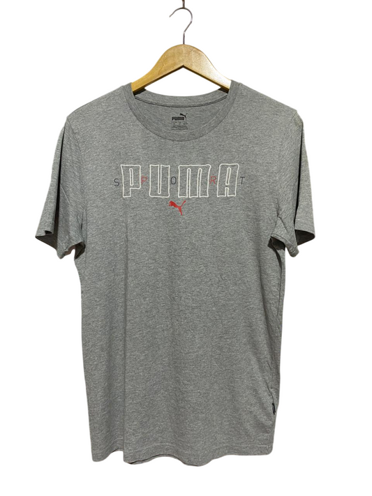 PUMA |S| BUST 19| B44| HEATHER GREY LOGO T-SHIRT - CASUAL SHORT SLEEVE SPORT TEE