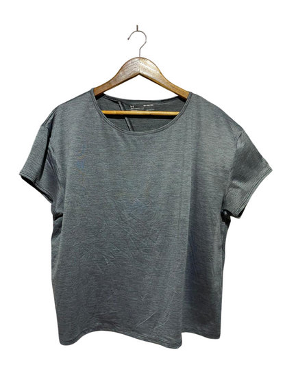 UNDER ARMOUR |XL| BUST 22| B44| CHARCOAL GREY HEATGEAR T-SHIRT - OVERSIZED SHORT SLEEVE ATHLETIC TOP