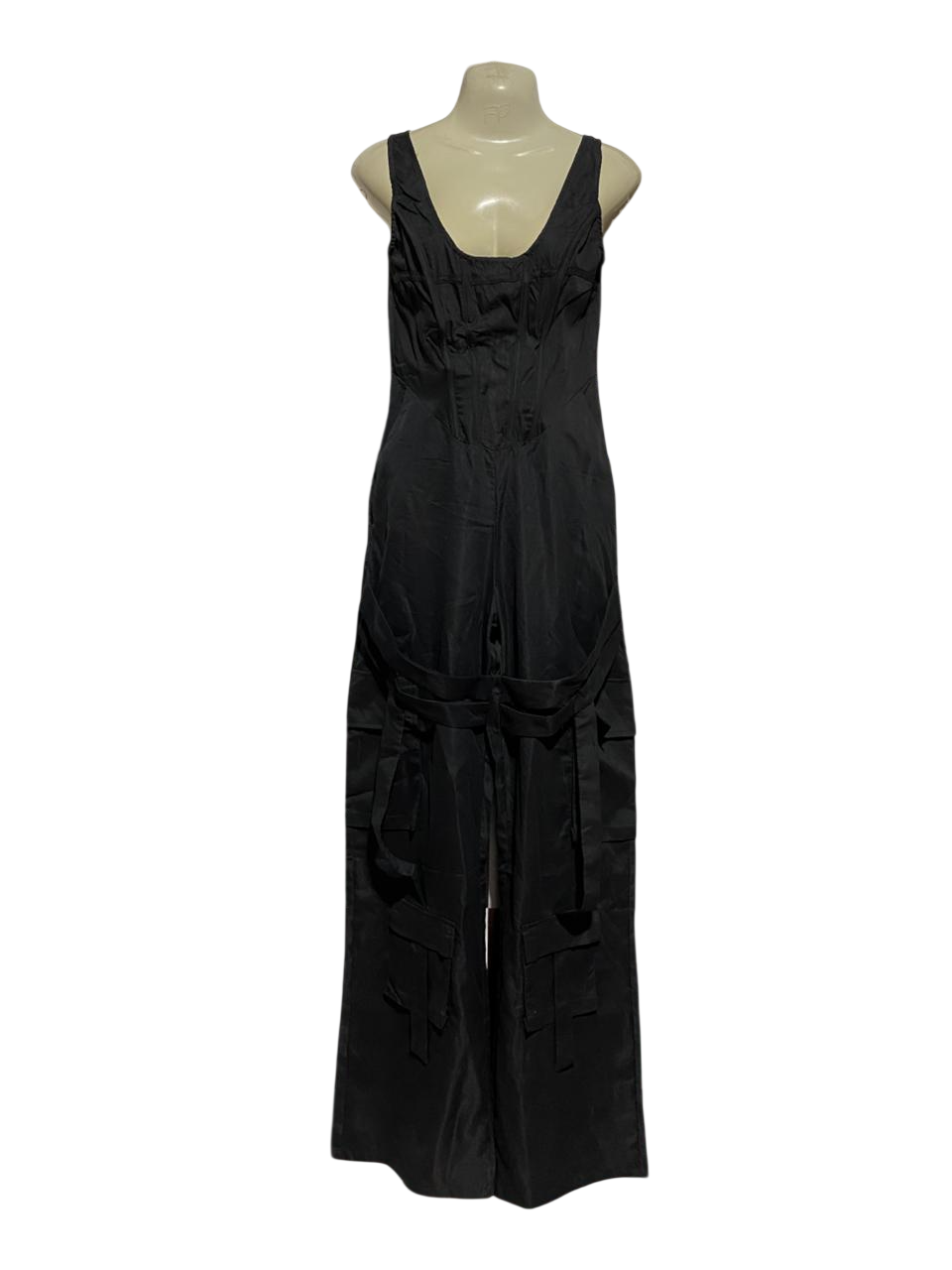 PRETTYLITTLE THING |S| BUST 16| B44| BLACK WIDE LEG CARGO JUMPSUIT - SLEEVELESS UTILITY STREETWEAR ONE-PIECE WITH STRAPS