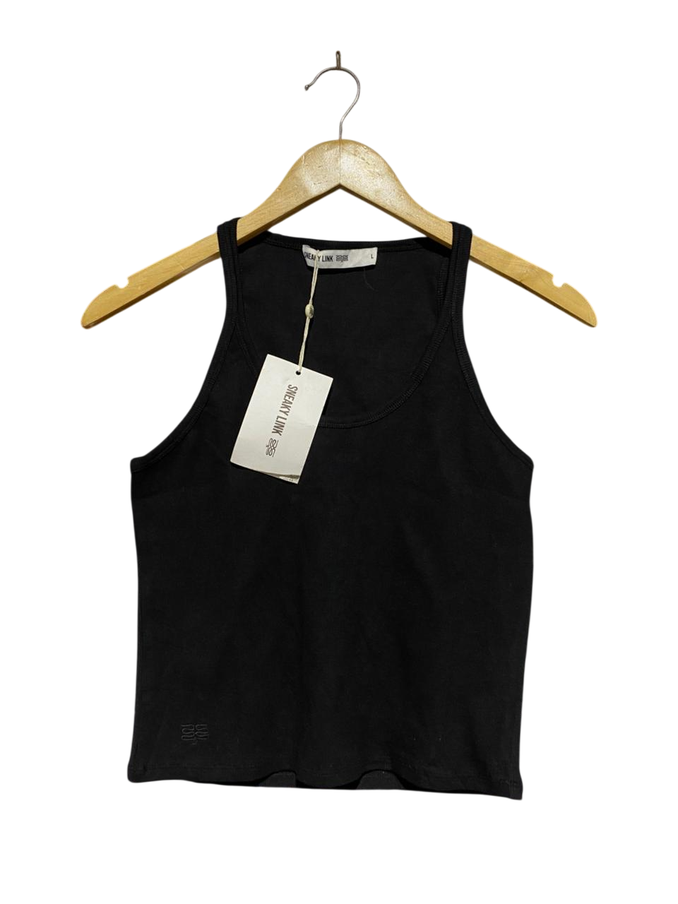 SNEAKY LINK |S| BUST 14| B45| BLACK RIBBED RACERBACK TANK TOP