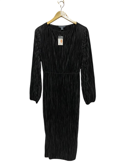 PRIMARK |M| BUST 18| B45| BLACK PLISSÉ LONG SLEEVE MIDI DRESS