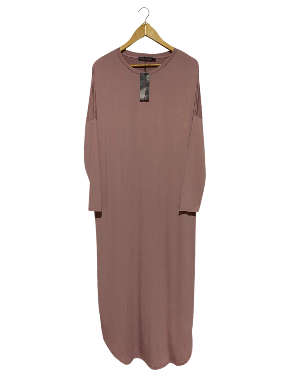 URBAN CULTURE |L| BUST FREE| B45| DUSTY ROSE LONG SLEEVE OVERSIZED MAXI T-SHIRT DRESS