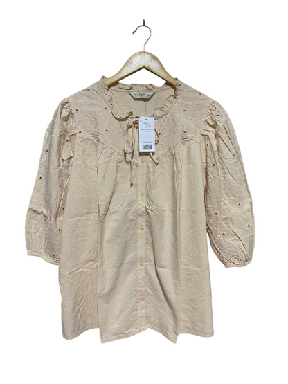 F&F |L| BUST 21| B45| CREAM COTTON EYELET EMBROIDERY BLOUSE