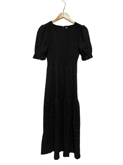 SHEIN |S| BUST 15| B45| BLACK SMOCKED SHORT PUFF SLEEVE TIERED MAXI DRESS