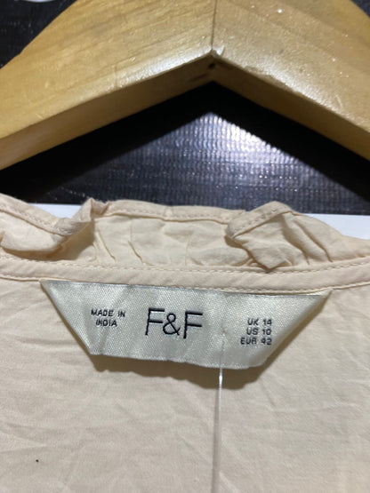 F&F |L| BUST 21| B45| CREAM COTTON EYELET EMBROIDERY BLOUSE