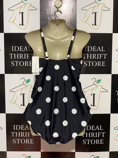 TARGET ACTIVE |M| BUST 16| B45| BLACK AND WHITE POLKA DOT ONE-PIECE SWIMSUIT WITH RUCHED BUST