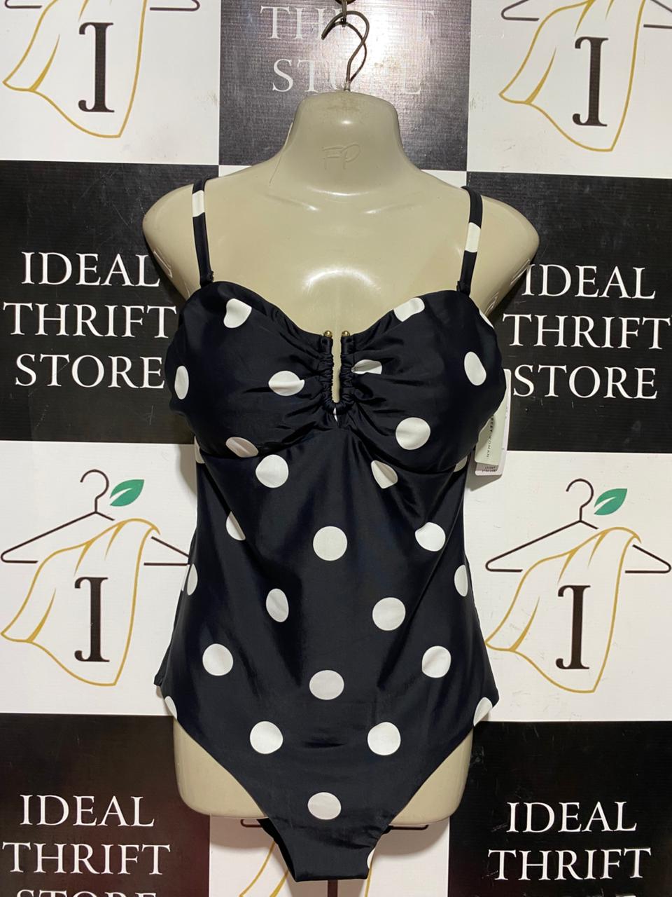 TARGET ACTIVE |M| BUST 16| B45| BLACK AND WHITE POLKA DOT ONE-PIECE SWIMSUIT WITH RUCHED BUST